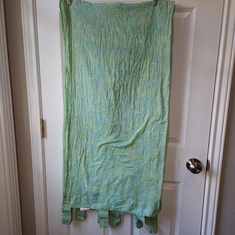 The Chandler collection green blue paisley sheer cotton set of 2 panels …